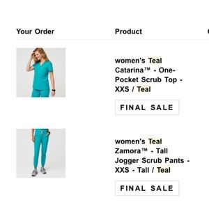 FIGS XXS Teal Jogger Scrub Set